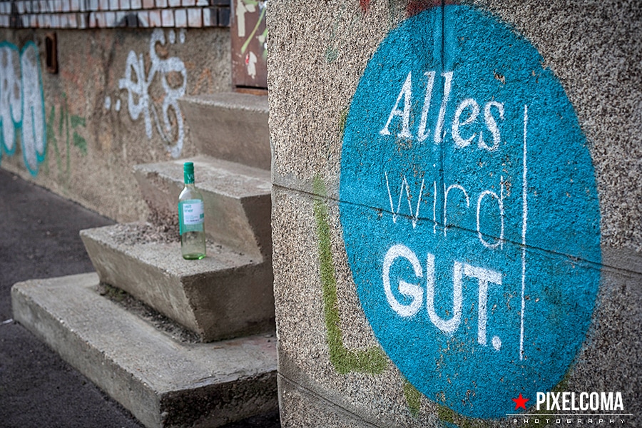 Alles, wird, gut, grafitti, wein